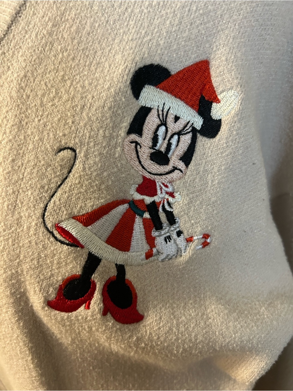 Beige Holiday Cardigan Sweater with Festive Character Embroidery - Picture 2 of 7